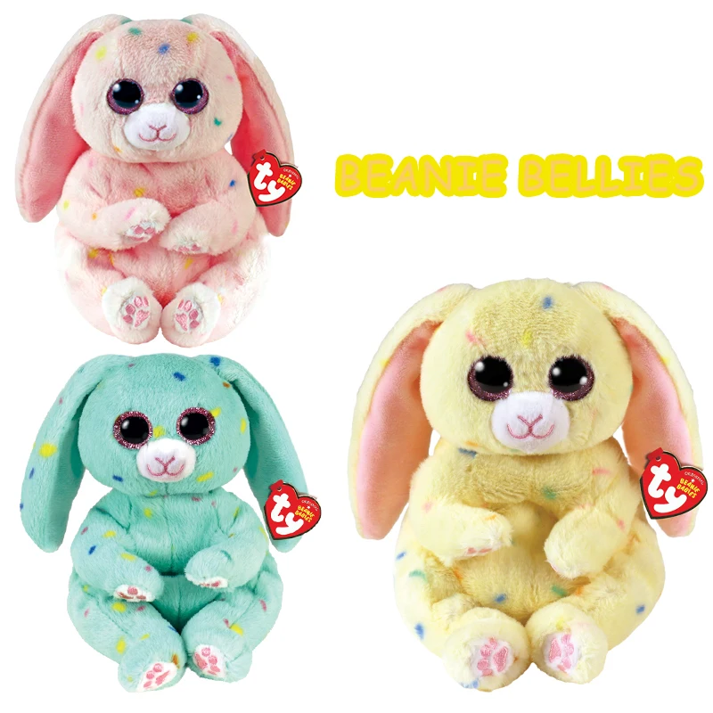 New Ty BEANIE BELLIES EASTER CREAM BUNNY Spring Kawaii Children's Plush Toy Doll Girl Birthday Gift Festive Souvenir 15cm