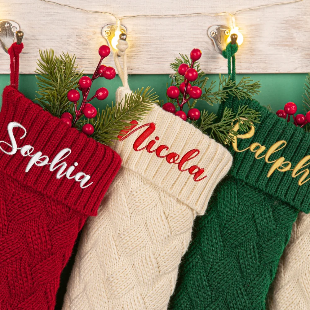 

Christmas Stockings Decoration Customized New Year Gifts For Kids Christmas Tree Decoration Monogram Knit personalized socks