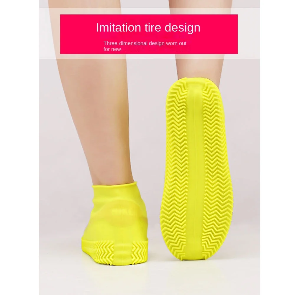 Rain Boots Cover Silicone Waterproof Shoe Cover Children Rainy Day Outdoor High Tube Thickened Non-slip