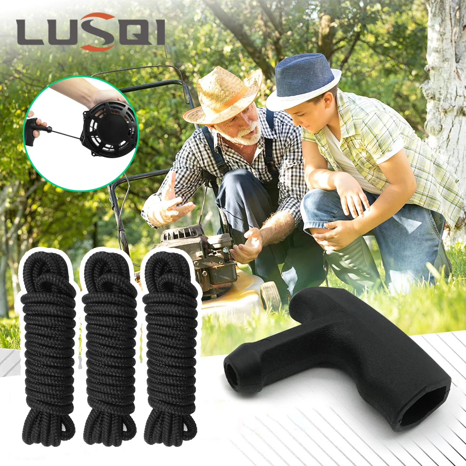 LUSQI Pull Cord Recoil Starter Replacement Accessories For Briggs & Stratton 697316 692259 281464 Black Starter Rope Handle