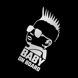 Reflective Baby On Board Car Window Warning Sticker - Creative Cartoon Design (Style 2)