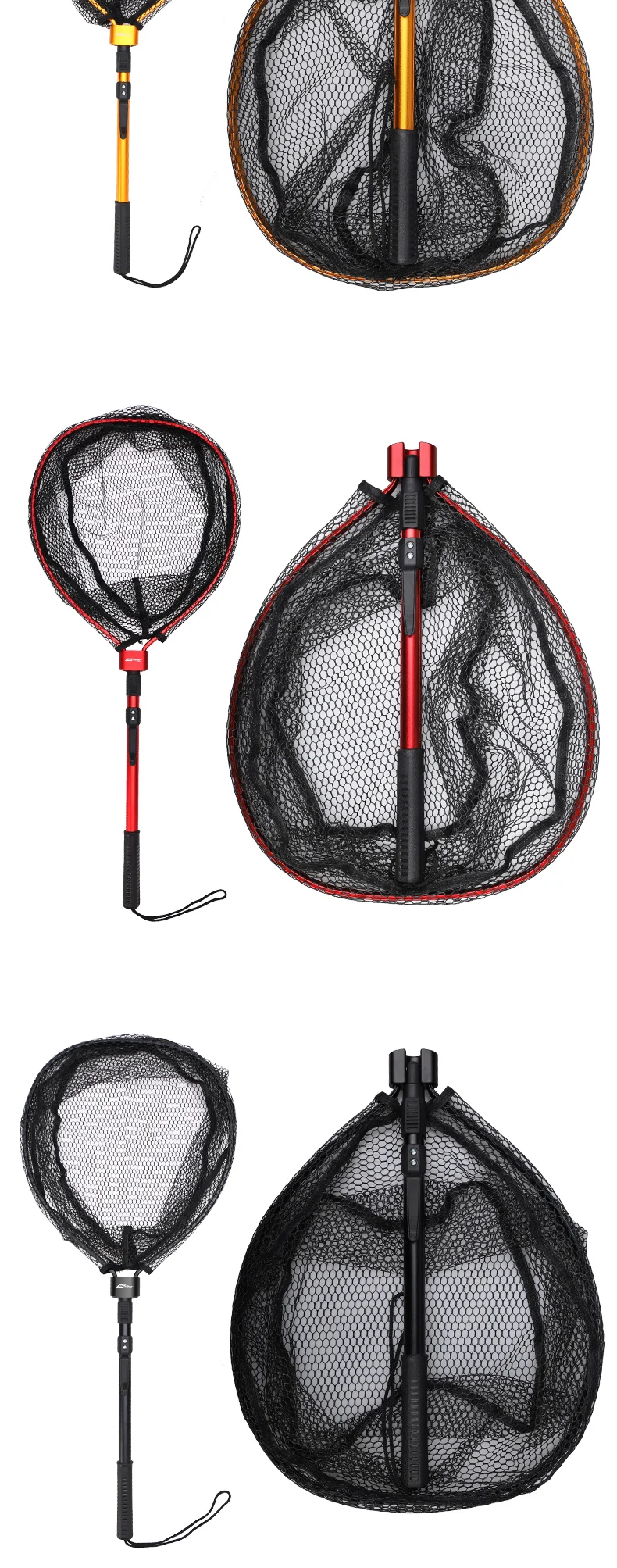 Histar ultraleichtes tragbares weiches Gummi netz mit Edelstahl griff Fliegen fischen Werkzeug zubehör faltbares Kescher – Detail 10