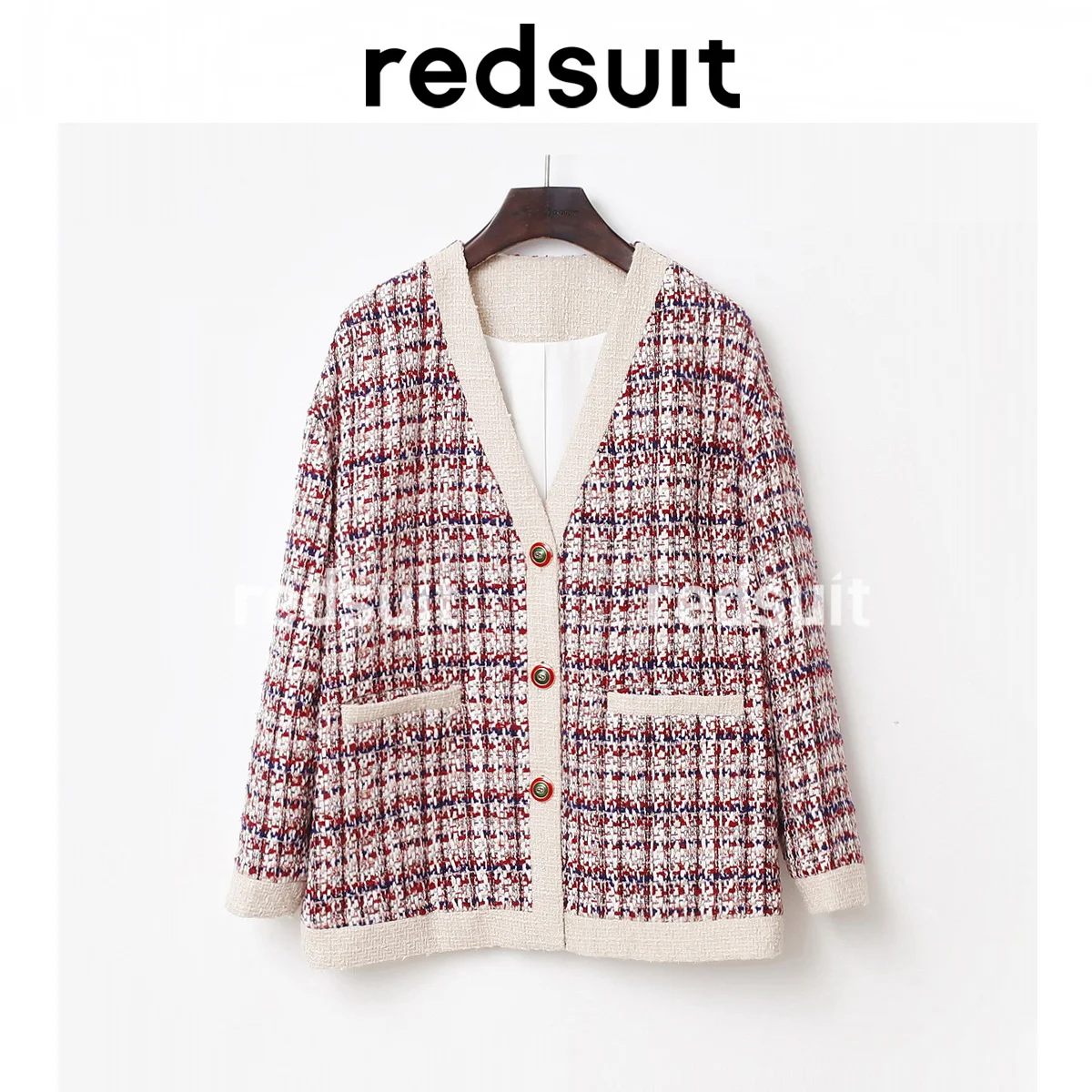 

Casual Temperament Loose and Versatile Plaid Ins Tweed Patchwork Small Fragrant Jacket New Top