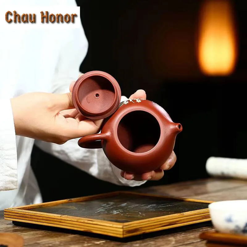 210ml Authentic Yixing Raw Ore Dahongpao Handmade Mud Painting Songmei Xishi Purple Clay Teapot Chinese Kung Fu Teaset Household
