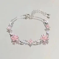 Steel Fun New Women Bracelet Shiny Pink Zircon Butterfly Cherry Blossom Hand Chain for Girls Friendship Gift Y2k Accessories - Image 4