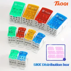 Enhanced Din Rail Terminal Block Power Distribution Box with Multi - Output Electrical Connector Junction - UKK 400A (Yellow)