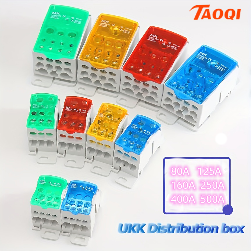 Din Rail Terminal Block UKK 80A/125A/160A/250A/400A Distribution Box One In Several Out Power Wire Electrical Connector Junction