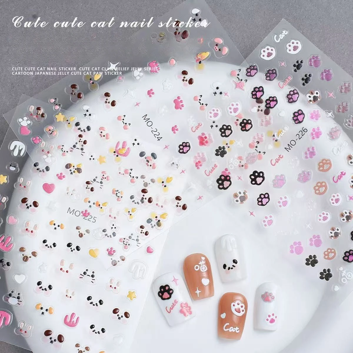 Sweet 3D Jelly Animal Stickers Cute Puppy Kitten Cat Paw DIY Relief Decals for Phone Case /Scrapbook /Nail Art