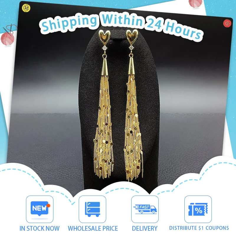 MUZHI Dangling Earrings Heart shaped Earrings Korean Plated Tassel