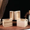 1pcs Retro Jewelry Gift Box Sundries Organizer Natural Wood Clamshell Storage Rectangle Case 3
