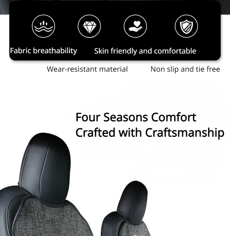 For Tesla Model 3/Y/3+ Model Y Juniper 2025 Flax Seat Pad Cover Comfortable Non-