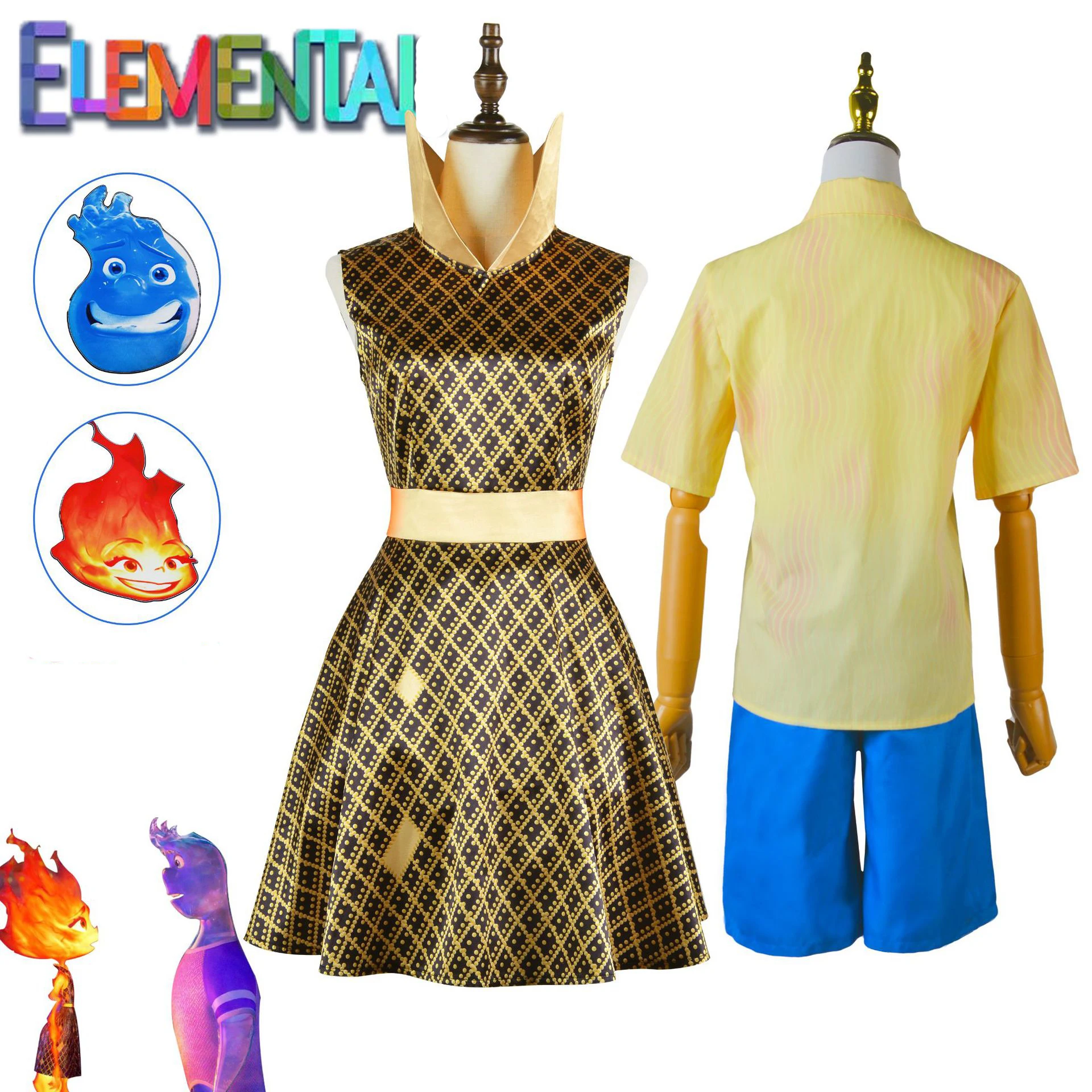 

Animated Movie Crazy Element City Cosplay Cosember Fire Wade Water Jumpsuit Long Skirt Children's Day Performance Costume