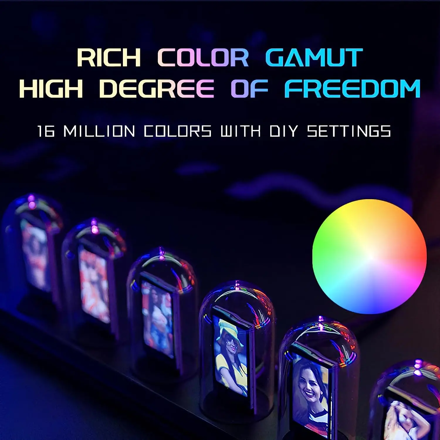 Nixie Tube Clock IPS Retro Glows Analog Clock DIY IPS Color Screen Digital RGB Electronic Desktop Digital Decoration
