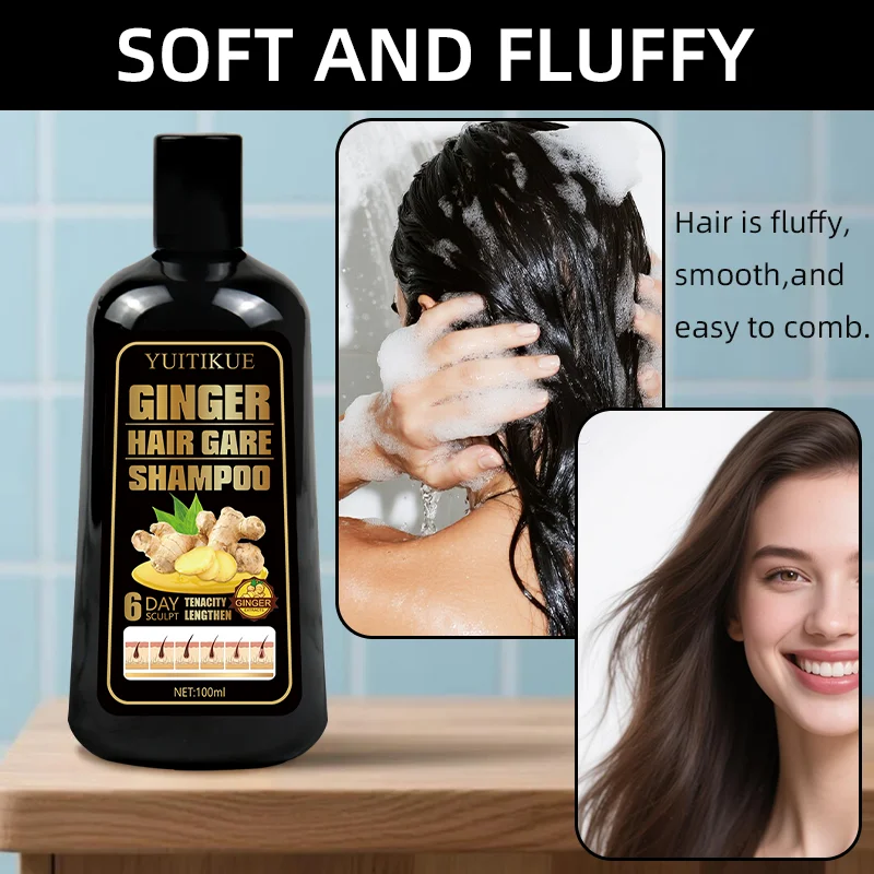 YUITIKUE Ginger Shampoo, instantly cleans and controls oil, leaving hair soft and voluminous