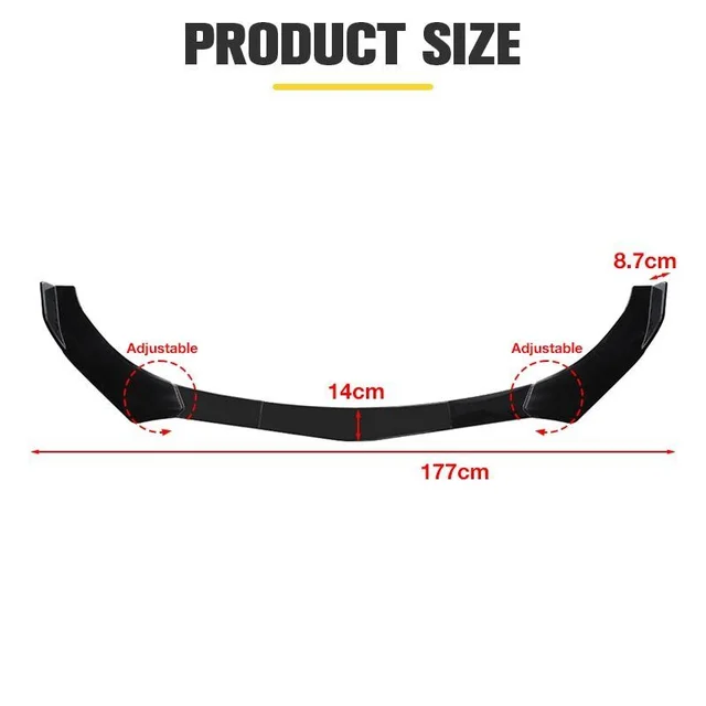 Kit Paraurti Auto Sportivo - Splitter Anteriore In ABS Nero Lucido, 4 Pezzi Universali - Foto 11