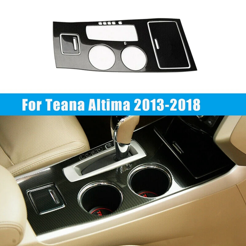 

Carbon Fiber Central Console Gear Shift Cover Panel Water Cup Holder Trim Kit For Nissan Teana Altima 2013-2018