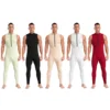 Mens Yoga Athletic Striped Bodysuit Rompers Stretchy Soft Wear Sleeveless Front Zipper Bodycon Jumpsuit for Bodybuilding Fitness 5