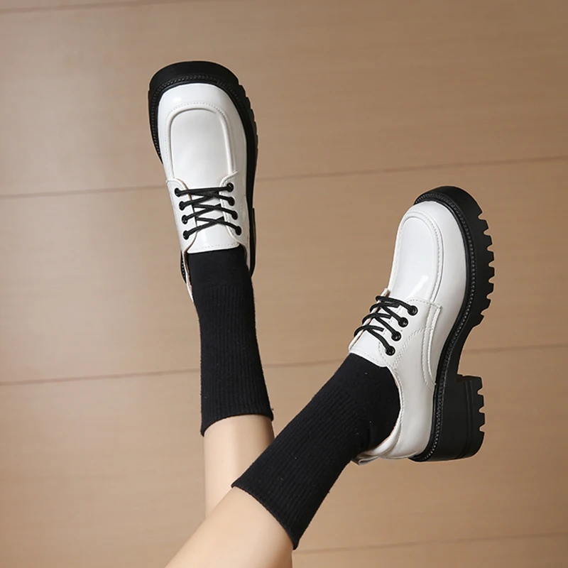 

Женские туфли-оксфорды с круглым носком, Осенняя обувь на платформе