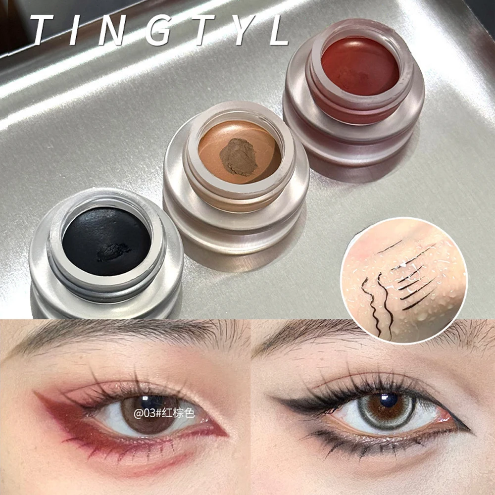 3-Color Eyeliner Eyebrow Gel Cream With Brush Waterproof Lasting Non Smudging Matte Red Brown Easy Wear 3 In 1 Korean Makeup eyeliner pencils liquid eyeliner eyeliner pen eyeliner stamps powder eyeliner