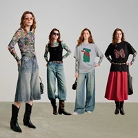 TOYOUTH femmes maille imprimé pure T-Shirts 2026 printemps nouveau Niche à la mode taille découpée américain Y2K hauts courts 5