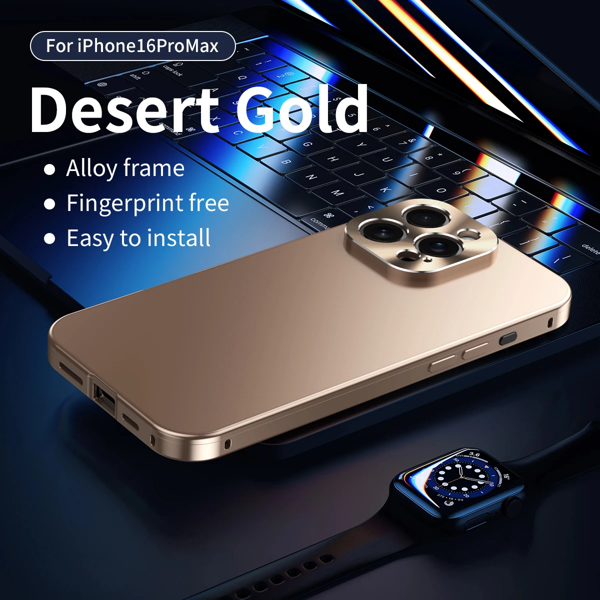 Sleek Aluminum Metal Frame Shockproof Phone Case with CD Pattern and Matte Back Panel