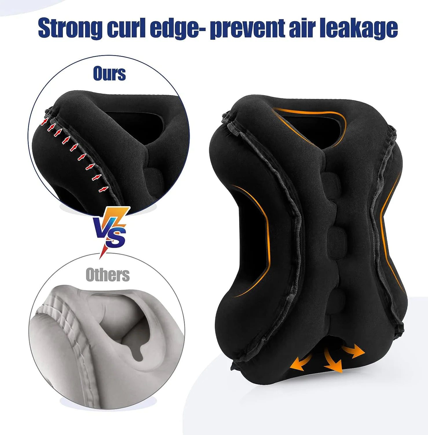 Deluxe Inflatable Travel Pillow with Chin and Neck Support for Ultimate Comfort