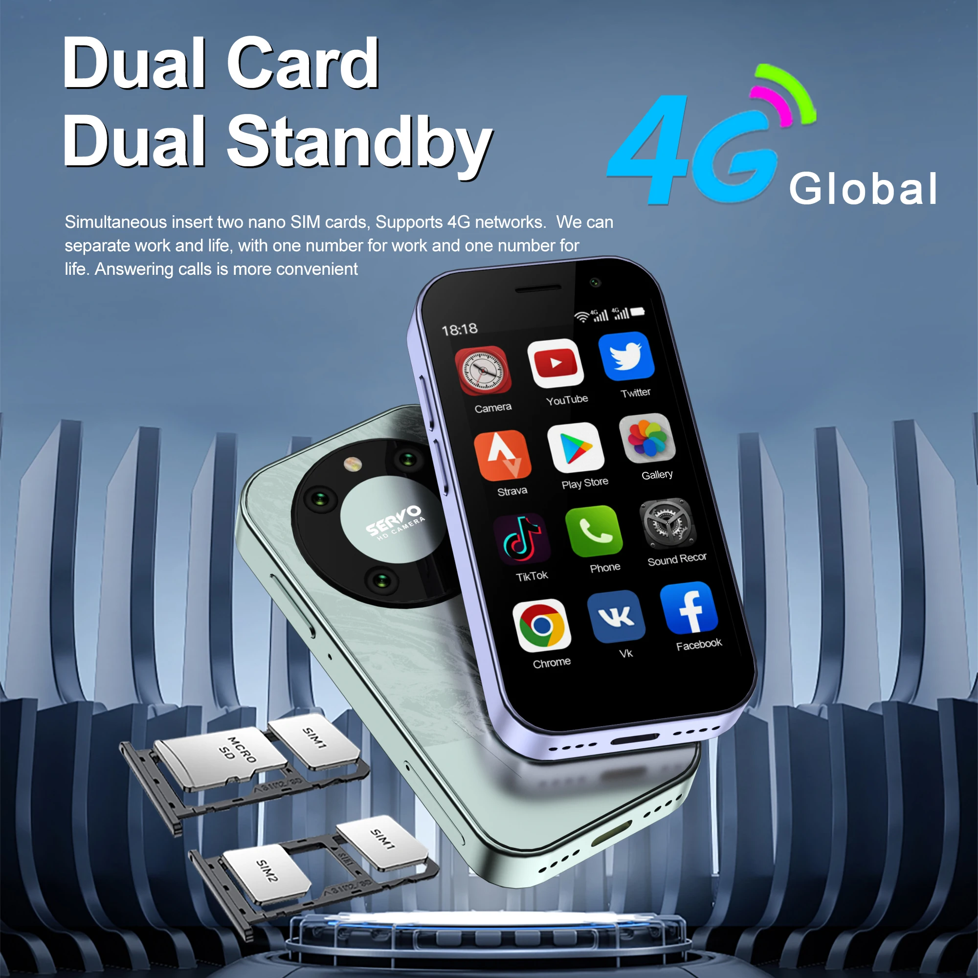 Global Version KING9000 4G Mini Smartphone 3.0" Dual SIM 16GB+2GB Android OS Google Play Original Small Mobile Phone Google Play 2