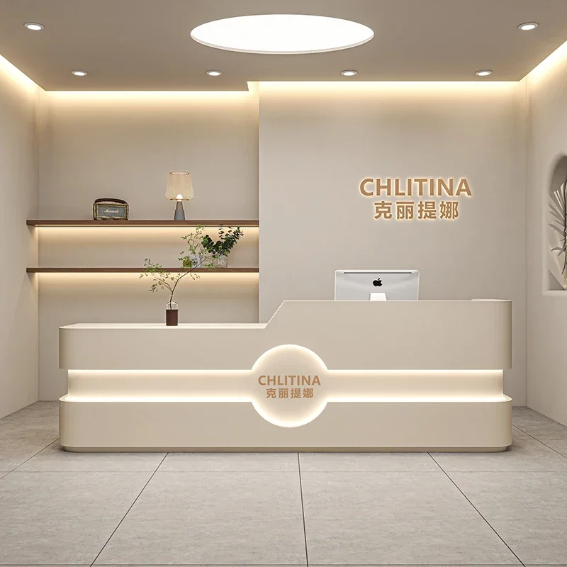 

Salon Curve Cashier Simplicity Design Front Desk Restaurant Reception Counter Desk Beauty Pulpito De Iglesia Modern Furniture