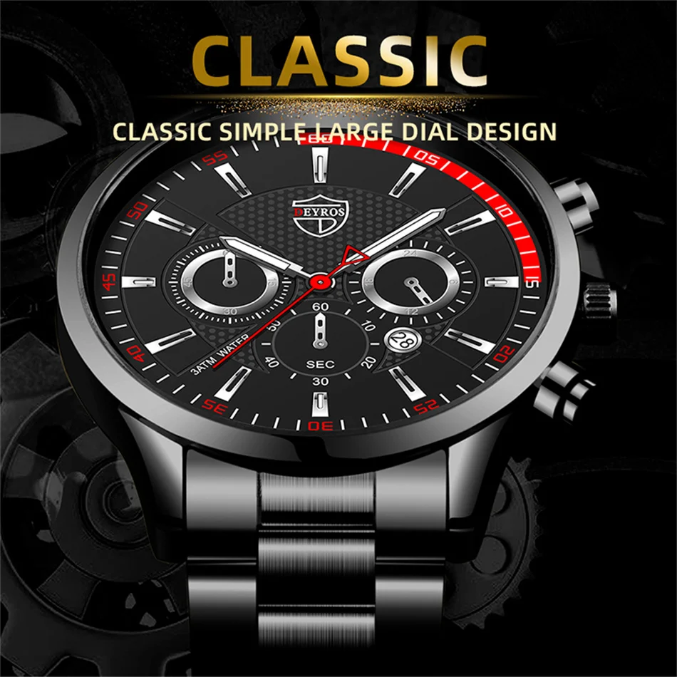2022 Luxury Fashion Mens Sports Watches for Men Business Stainless Steel Quartz Watch Man Casual Luminous Clock reloj hombre