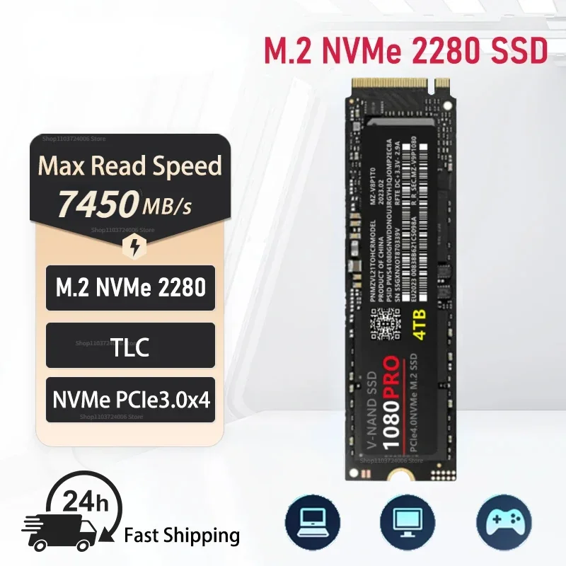 Портативный SSD-накопитель 1080Pro, Внутренний твердотельный накопитель для ноутбука, MLC PS5, 8 ТБ, 4 ТБ, 4,0 МБ, PCIe 4,0 NVMe, 2280