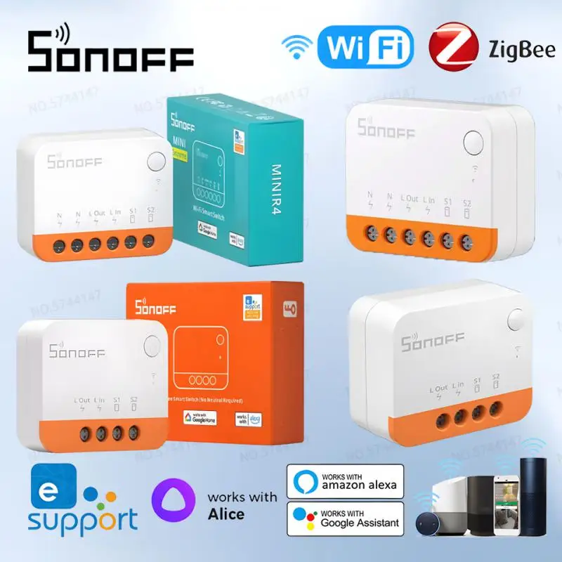 Sonoff-zbmini l2 Zigbee Interruptor Inteligente Nenhum Fio Neutro Necessário Casa Wifi Módulo Interruptor sem Fio Minir4 Controle Ewelink App