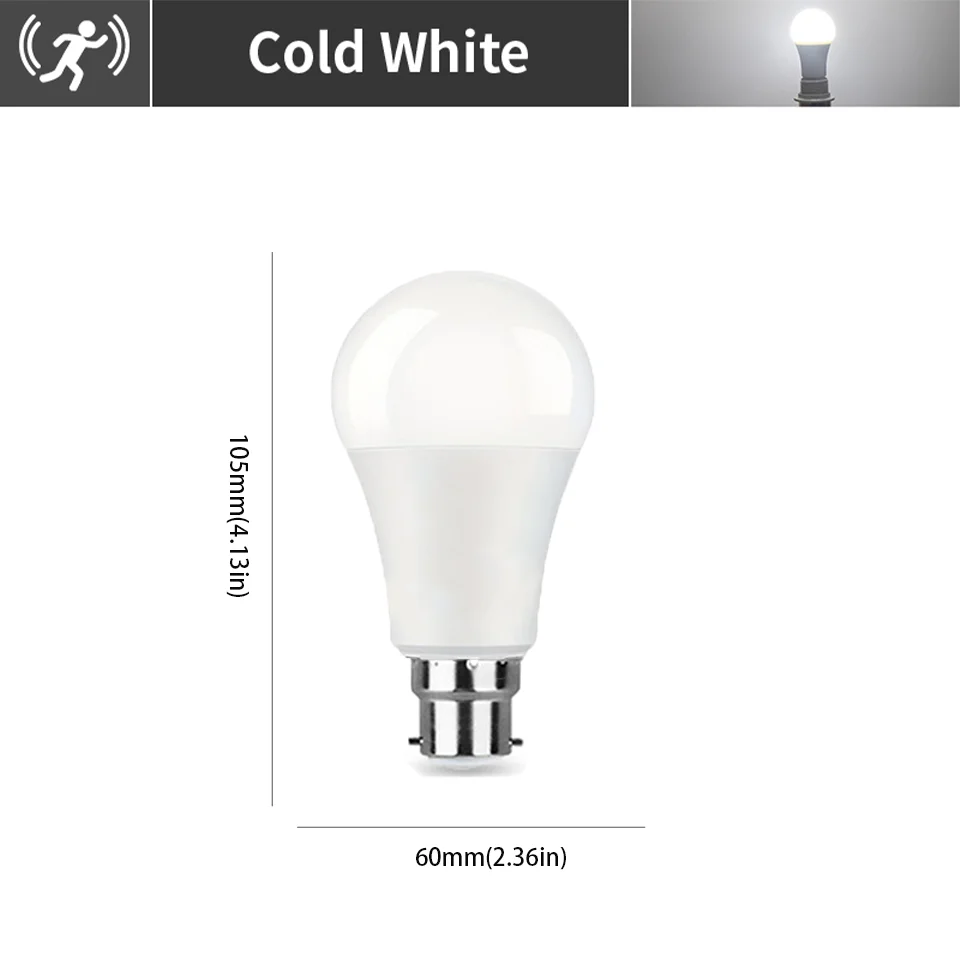 ตัวเลือกสินค้า หลอดไฟ LED ตรวจจับการเคลื่อนไหว 6-20W 220V ห้องนอน สวน บ้าน