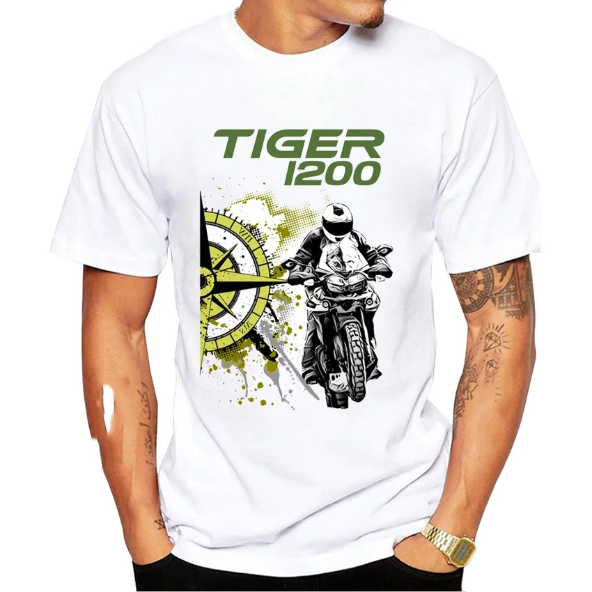 

Men's short sleeved T-shirt, classic tiger design shirt 800 900 1200, motorcycle sports shirt, men's casual white T-shirt