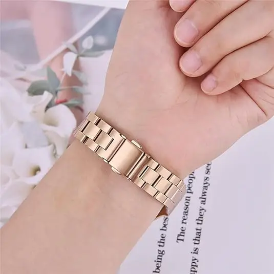 Elegant Three-Bead Stainless Steel Wristband Replacement Strap