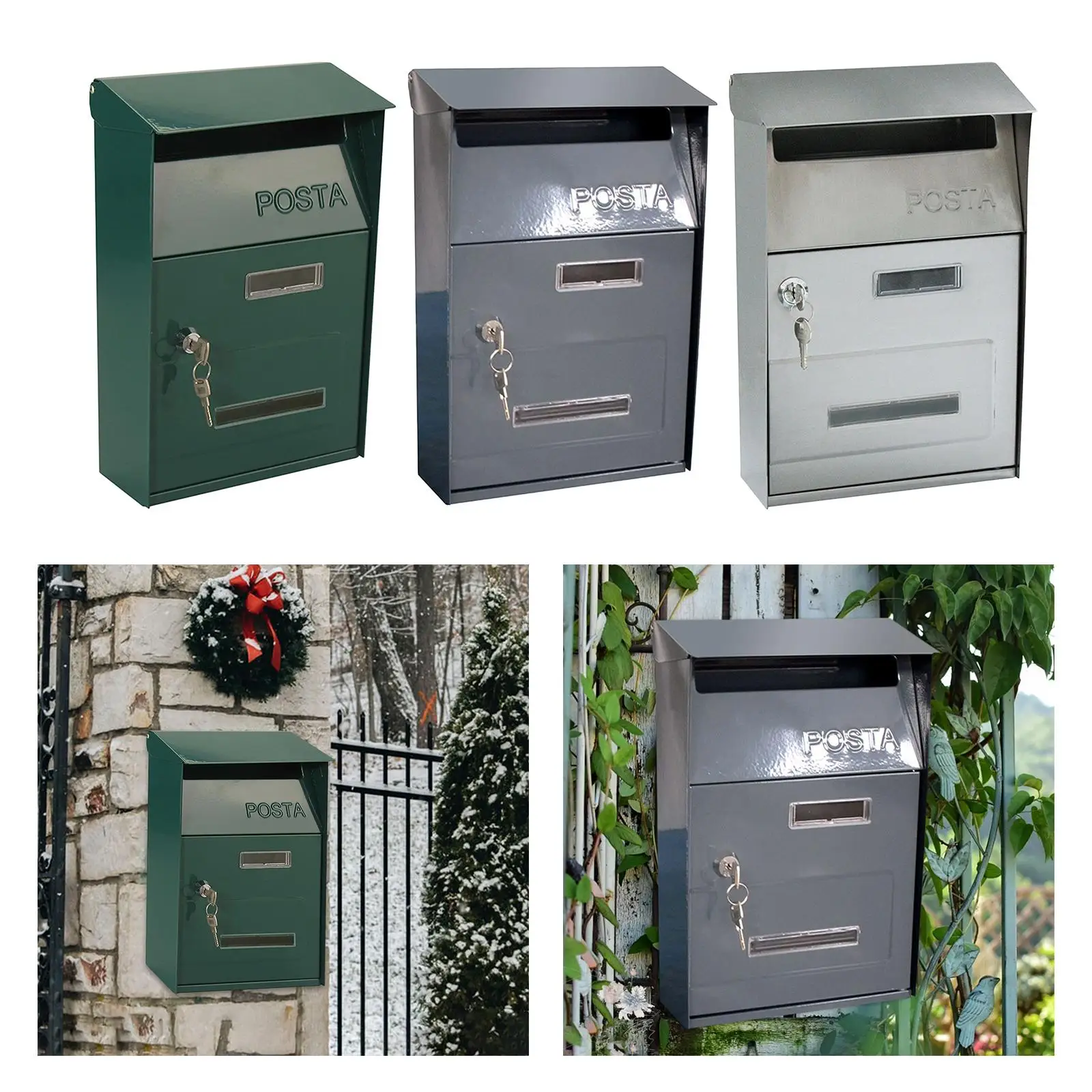 Wall Mounted Mailbox Wall Mounted Post Box Galvanised Zinc Alloy Outdoor Mailbox Lockable