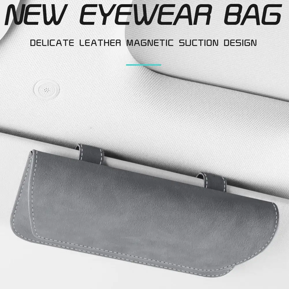 

Автомобильный солнцезащитный козырек, держатель для очков с магнитной застежкой, замшевый органайзер для солнцезащитных очков, аксессуары для хранения, универсальный автомобильный кожаный Inter T9H2