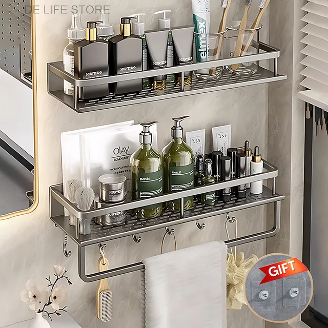 30/40/50CM Mensola da bagno senza punzonatura Porta shampoo Organizzatore per doccia in alluminio senza foratura Mensola per WC Accessori per il bagno 1