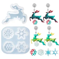 Mini Christmas Accessories Silicone Mold Snowflake Deer Earrings Pendant Drip Resin Molds for Wholesalers
