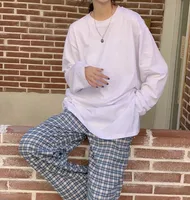 plus Size Women's White Loose Long Sve T-irt Boting irt Design Sensation Early Autumn Side Slit Korean Sle round ...