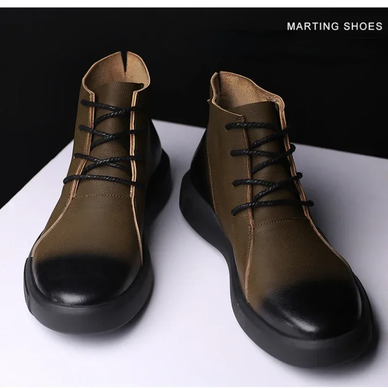 Men Chelsea Boots Genuine Leather Retro Motorcycle Working Casual