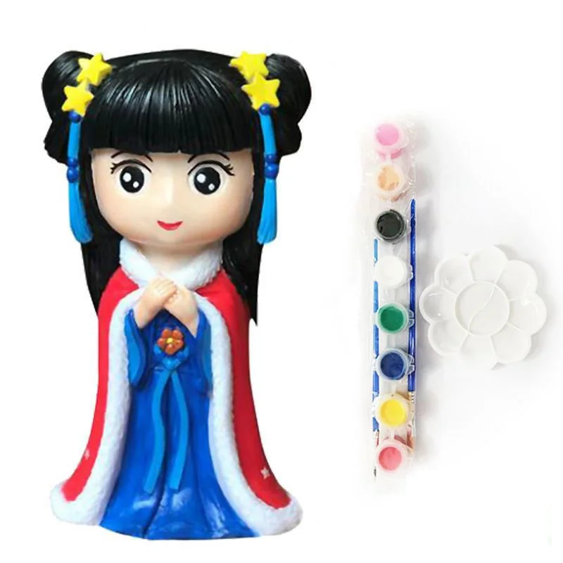 

18CM Kid Children Adult Cute Cartoon Mini Pricess Model Ceramic Piggy Bank Diy Graffiti Vinyl Doll Decompress Toy Gift 2022 Hot