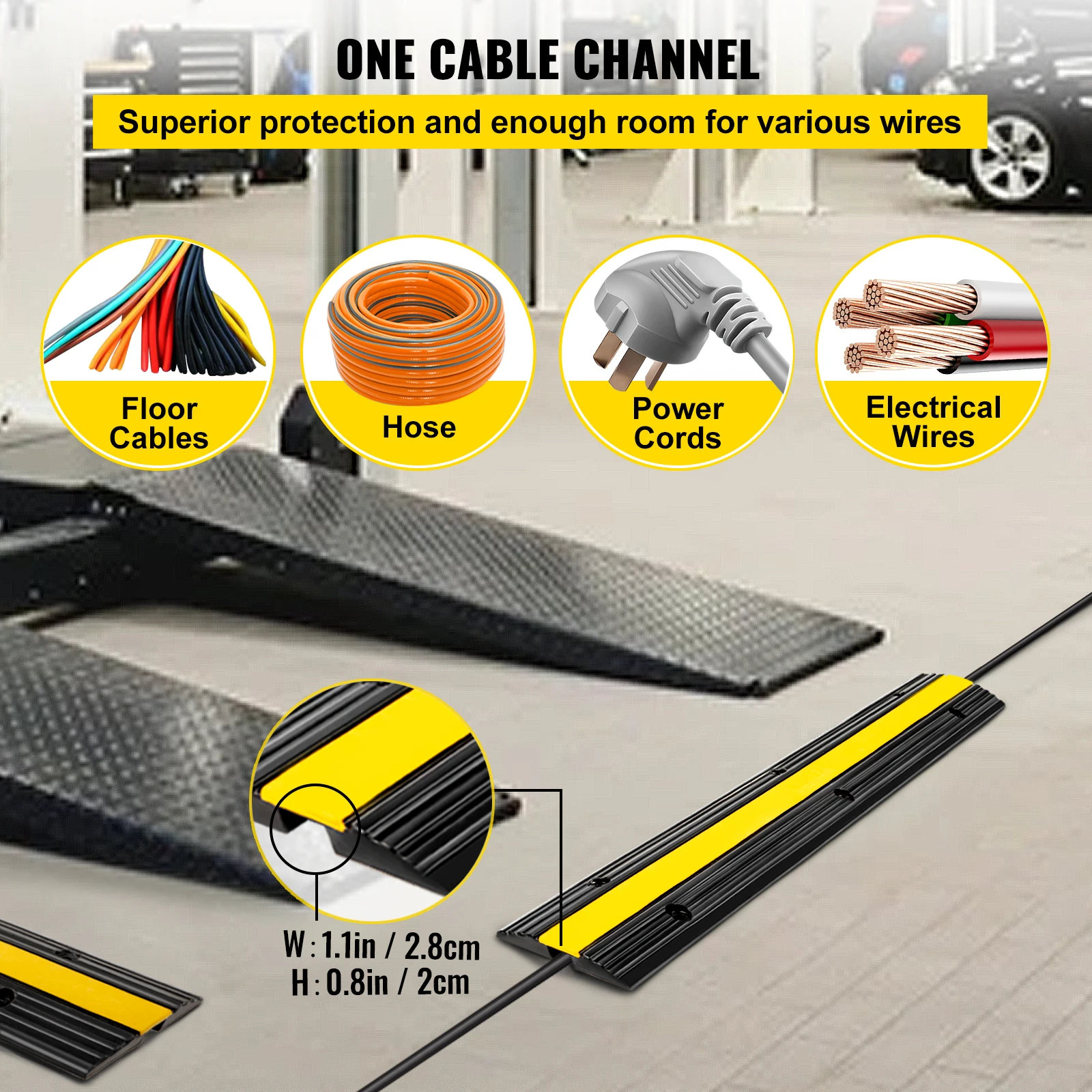 thumbnail image 2 of 2 PCs Drop Over Cable Cover Ramp, 907 Kg/axle Load Capacity, Heavy Duty Cable Hose 2 of 13