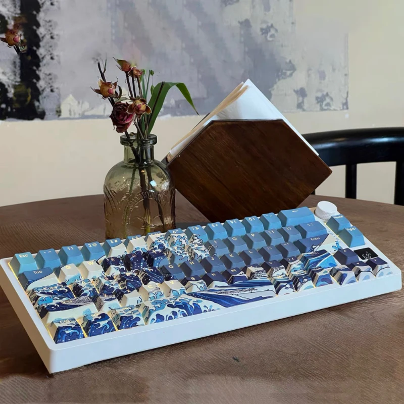 Keycap Translúcido para Teclado Mecânico de Jogos Ukiyoe Coral Sea a Grande Onda Off Kanagawa Perfil Cereja Pbt Dye-sub - Imagem 5