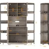 70" Kitchen Pantry Storage Cabinet,Tall Kitchen Hutch Cabinet with Microwave Stand,Industrial Pantry Cabinet with 8 Open Shelves 2