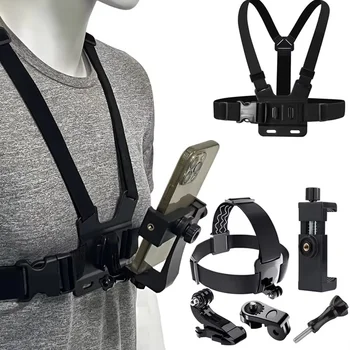 Kit per action camera tutto in uno da 6 pezzi, fascia per la testa del telefono cellulare, supporto per fascia toracica regolabile per supporto per telefono girevole GoPro Hero DJI