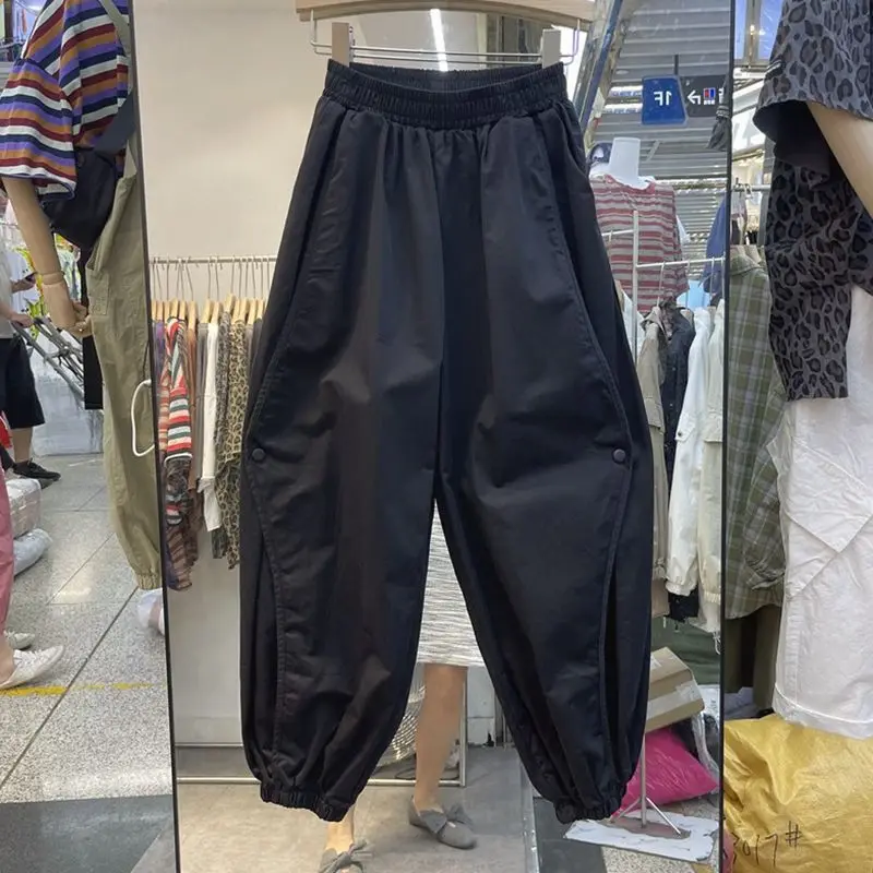 Large size casual leggings lantern pants for women in summer, thin elastic waist, dad pants  sweatpants