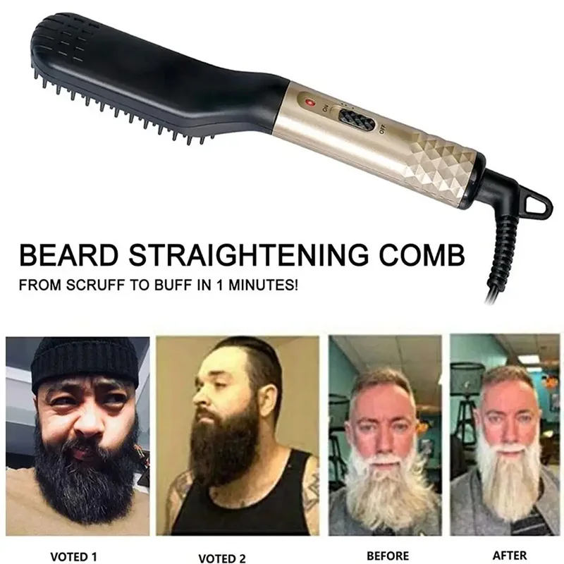 Electric Flat Iron Curler Straightener Comb Hair Beard Straightener Cordless Fast Heating Straightening Brush Machine For Men 5