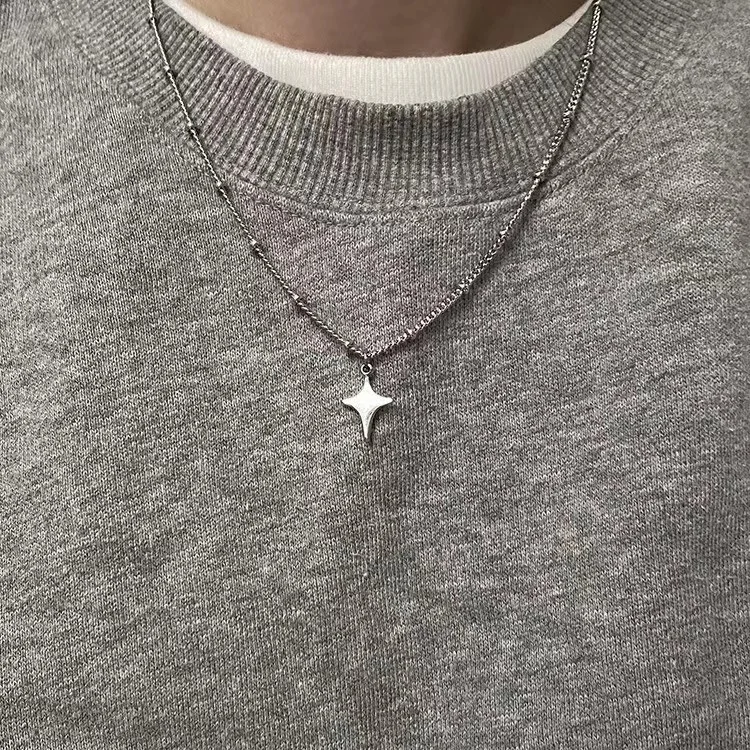 Simple Trendy Star Hollow Choker Necklace Pendant Neck Jewelry Accessories Women Men's Fashion Party Chain Necklace