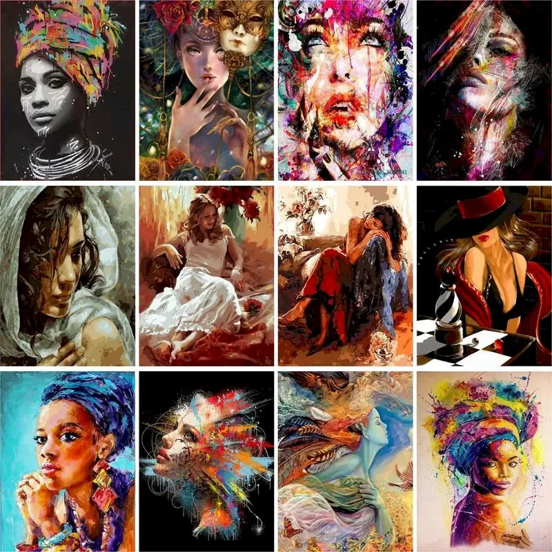 GATYZTORY Acrylic Paint By Numbers Women Painting Canvas Coloring By  Numbers For Adults Figure Diy Gift For Home Wall Art Decor - AliExpress