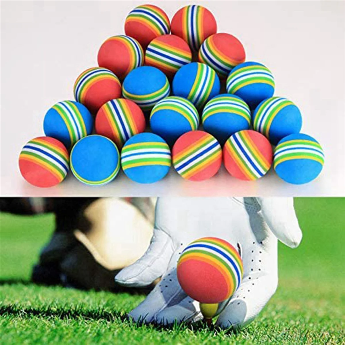 BAAU 60 Pcs Golf BallsSoft Foam Garden Golf Balls Practice Balls Sponge Rainbow for Indoor Outdoor